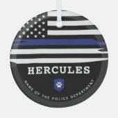 Personalisierter Polizeihund K9 Offizier Thin Blue Ornament Aus Glas (Vorderseite)