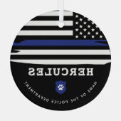 Personalisierter Polizeihund K9 Offizier Thin Blue Ornament Aus Glas (Rückseite)