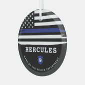 Personalisierter Polizeihund K9 Offizier Thin Blue Ornament Aus Glas (Vorderseite links)