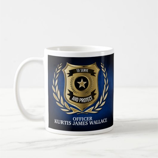 Personalisierter Polizeischild Kaffeetasse (Links)