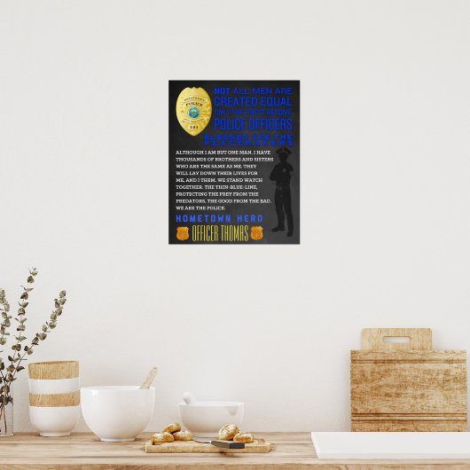 Personalisierter Polizist Geschenk. Polizeizeichen Poster (Küche)