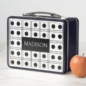 Personalisierter Polka Dot Black und White Checker Metall Brotdose (Beispiel)