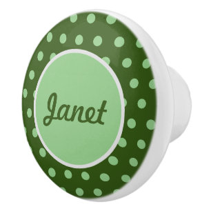 Personalisierter Polka Dot Keramik Knob (grün) Keramikknauf