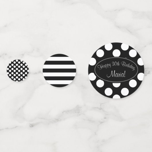 Personalisierter Polka-Dot und Streifen-Tischkonfe Konfetti (Vorderseiten)