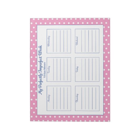 Personalisierter Polka Dot Weekly Planer Notepad Notizblock (Rotiert)