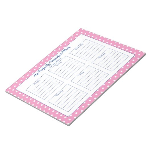 Personalisierter Polka Dot Weekly Planer Notepad Notizblock (angewinkelt)