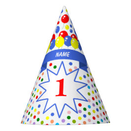 Personalisierter Polka-Punkt-bunter Geburtstag Partyhütchen