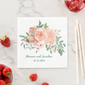 Personalisierter Polterabend Napkins Peach Rose Serviette (Beispiel)