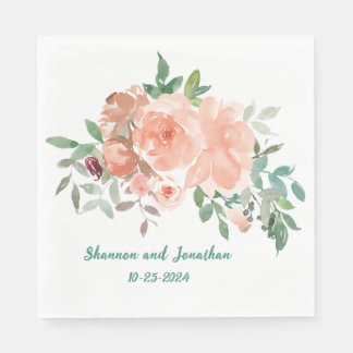 Personalisierter Polterabend Napkins Peach Rose Serviette