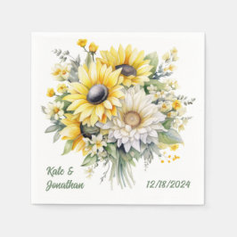 Personalisierter Polterabend Napkins Sonnenblumen Serviette