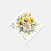 Personalisierter Polterabend Napkins Sonnenblumen Serviette (Ecke)