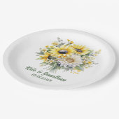 Personalisierter Polterabend Sonnenblumen Pappteller (Schrägansicht)