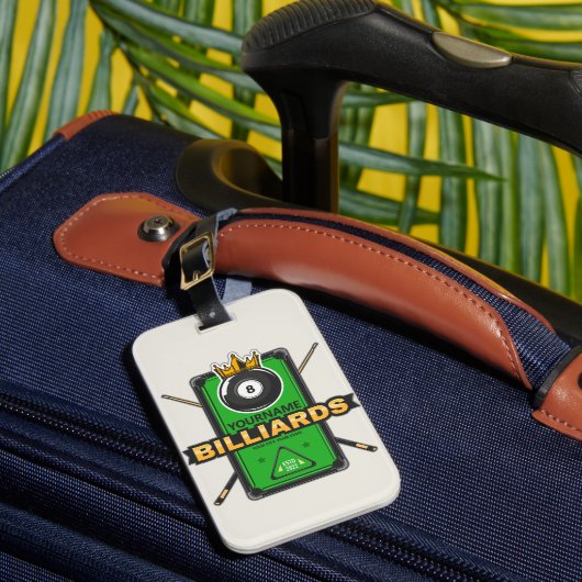 Personalisierter Pool Hall NAME 8 Ball Crown Billi Gepäckanhänger (Vorderseite Insitu 1)