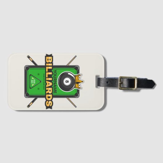 Personalisierter Pool Hall NAME 8 Ball Crown Billi Gepäckanhänger (Vorderseite (Horizontal))