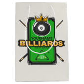 Personalisierter Pool Hall NAME 8 Ball Crown Billi Mittlere Geschenktüte (Vorderseite)