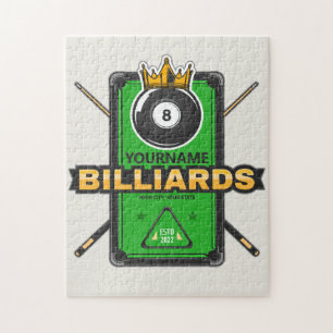 Personalisierter Pool Hall NAME 8 Ball Crown Billi Puzzle