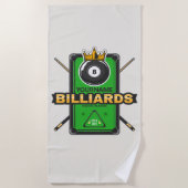 Personalisierter Pool Hall NAME 8 Ball Crown Billi Strandtuch (Vorderseite)