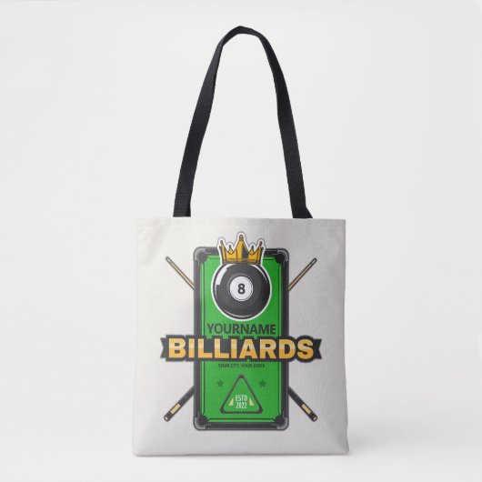 Personalisierter Pool Hall NAME 8 Ball Crown Billi Tasche (Vorderseite)