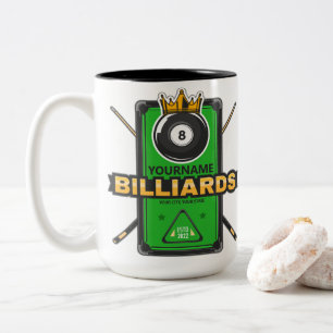 Personalisierter Pool Hall NAME 8 Ball Crown Billi Zweifarbige Tasse