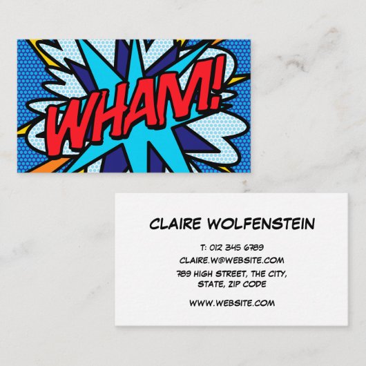 Personalisierter Pop Art Comic Book WHAM! Visitenkarte (Vorne/Hinten)