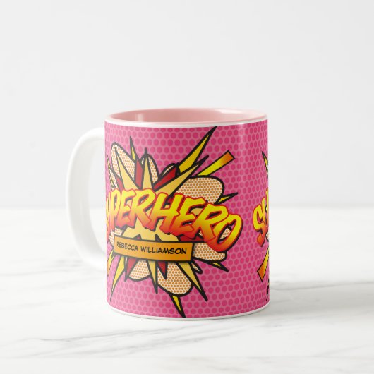 Personalisierter Pop Art Comic Zweifarbige Tasse (Vorderseite Links)