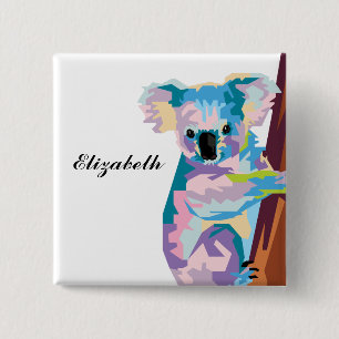 Personalisierter Pop Art Koala Button