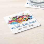 Personalisierter Pop Art Retro Summer Beach Unters Rechteckiger Pappuntersetzer (angewinkelt)