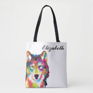 Personalisierter Pop Art Wolf Tasche