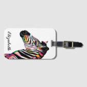 Personalisierter Pop Art Zebra Gepäckanhänger (Vorderseite (Horizontal))