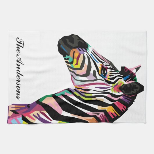 Personalisierter Pop Art Zebra Handtuch (Horizontal)