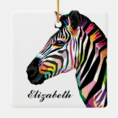 Personalisierter Pop Art Zebra Keramikornament (Rückseite)
