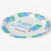 Personalisierter Popsicle-Jungen-Geburtstag Pappteller (Schrägansicht)