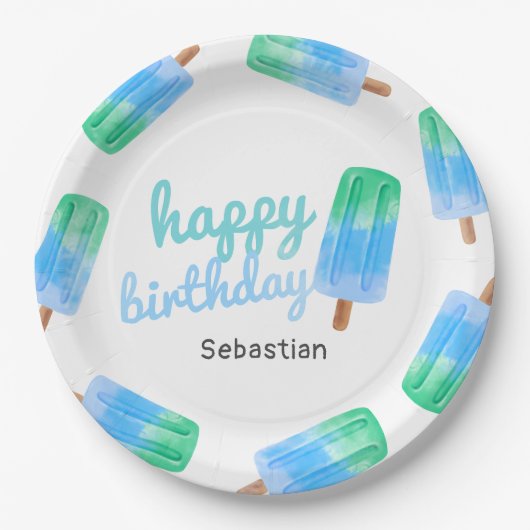 Personalisierter Popsicle-Jungen-Geburtstag Pappteller (Vorderseite)