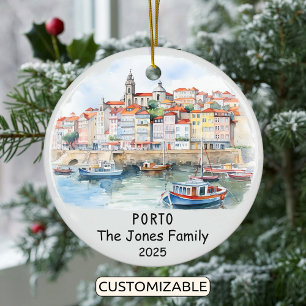Personalisierter Porto-Ornament, Portugal Keramik Ornament