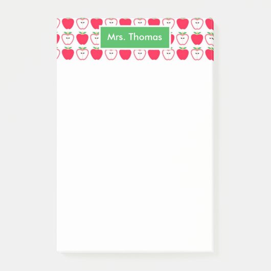 Personalisierter Post mit rotem und weißem Apfel Post-it Klebezettel (Vorderseite)