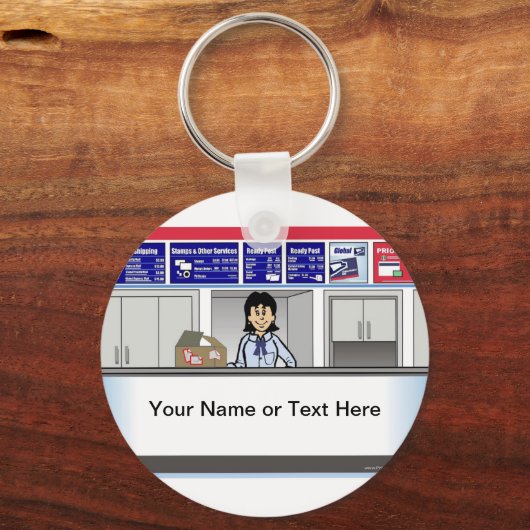 Personalisierter Postzähler weiblicher Cartoon Schlüsselanhänger (Vorderseite)