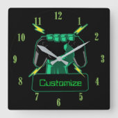 Personalisierter Power Gamer Square Uhr (Vorderseite)