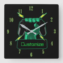 Personalisierter Power Gamer Square Uhr