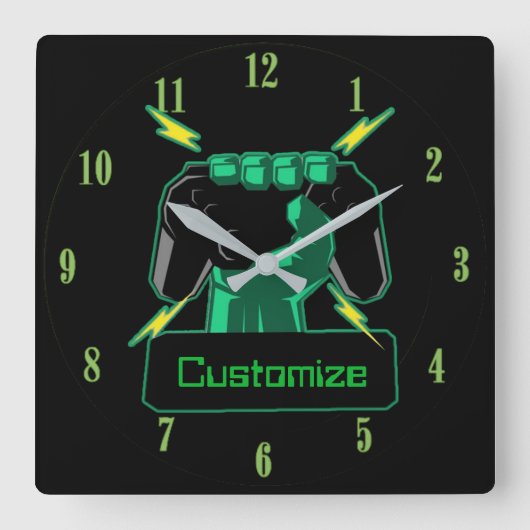 Personalisierter Power Gamer Square Uhr (Vorderseite)