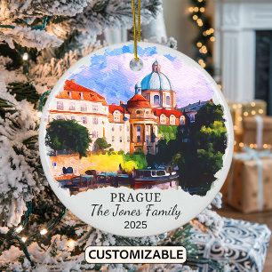 Personalisierter Prager Weihnachtsschmuck, Tschech Keramik Ornament