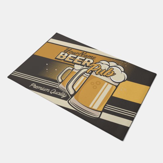 Personalisierter Premium Cold Beer Tasse Pub Bar Fußmatte (Schrägansicht)