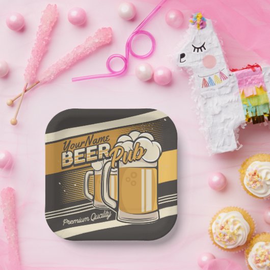 Personalisierter Premium Cold Beer Tasse Pub Bar Pappteller (Party)