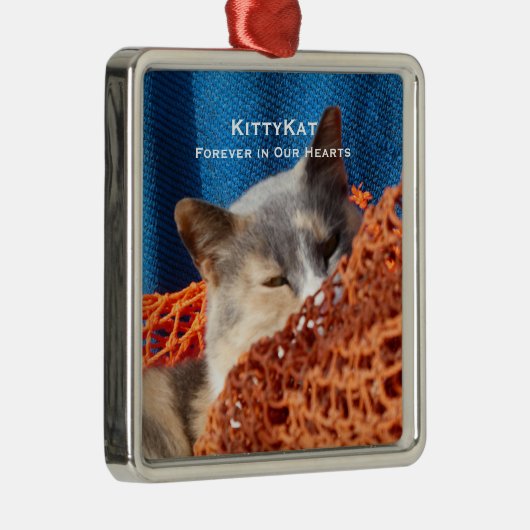 Personalisierter Premium-Speicher für Ihre Katze o Ornament Aus Metall (Rechts)