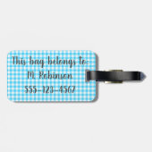 Personalisierter Preppy blauer Gepäckanhänger (Rückseite horizontal)