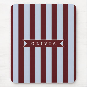 Personalisierter Preppy Braun Blau Cabana Streifen Mousepad