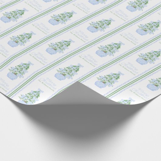 Personalisierter Preppy Christmas Tree Individuell Geschenkpapier (Ecke)