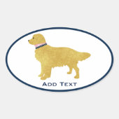 Personalisierter Preppy Golden Retriever Ovaler Aufkleber (Vorderseite)