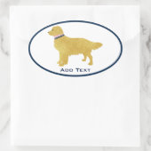 Personalisierter Preppy Golden Retriever Ovaler Aufkleber (Tasche)