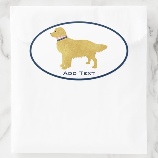 Personalisierter Preppy Golden Retriever Ovaler Aufkleber (Tasche)