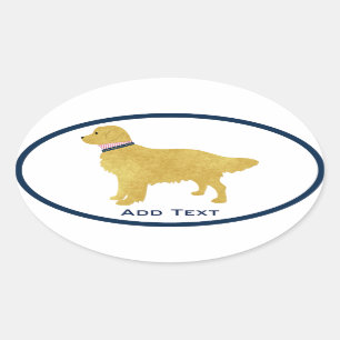 Personalisierter Preppy Golden Retriever Ovaler Aufkleber